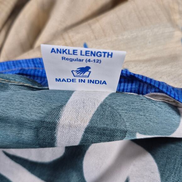 Darn Good Yarn Sari Silk Blue Gold Green Reversible Wrap Around Long Skirt 4 12 - Picture 3 of 4